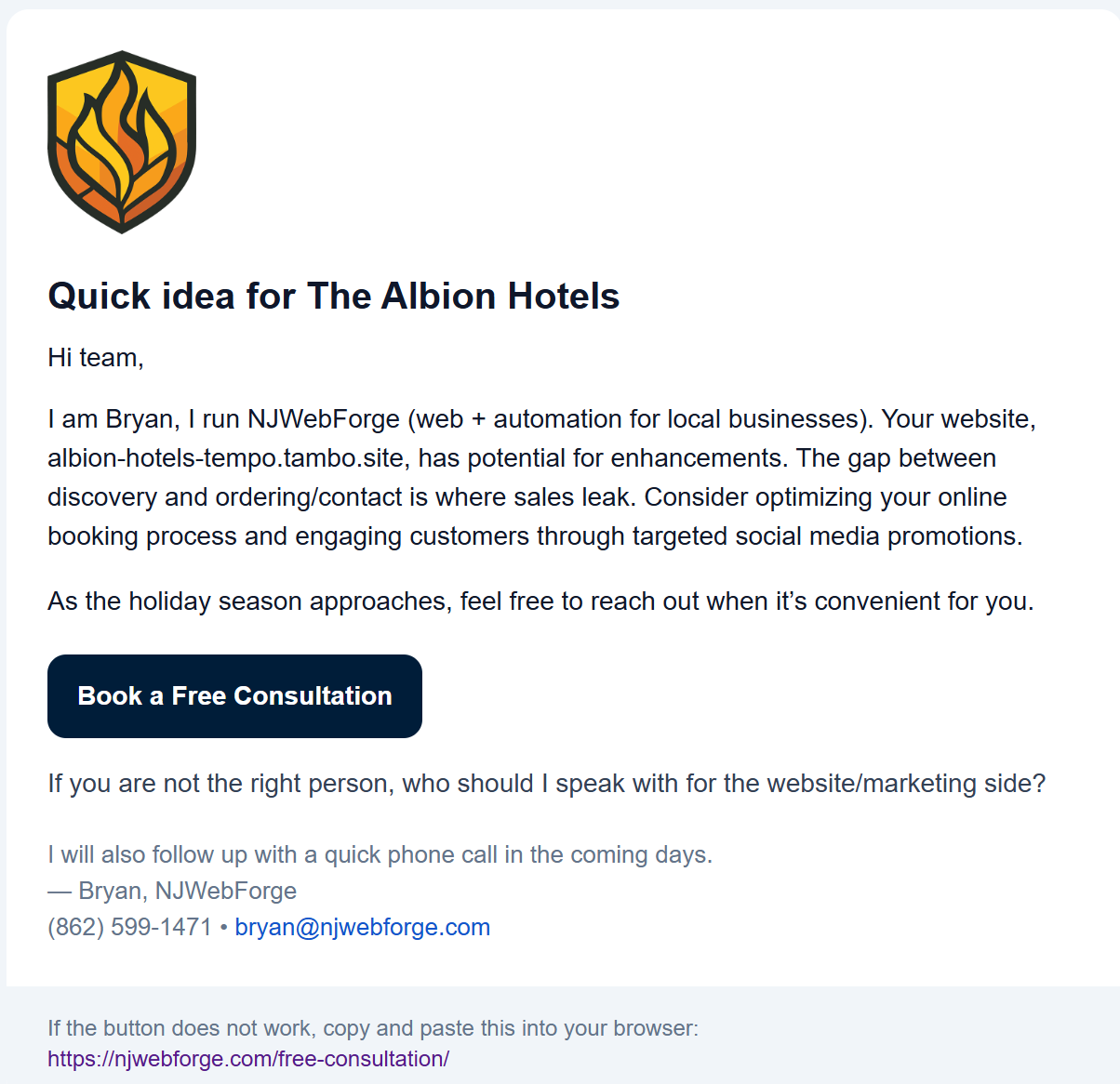 Example branded email output