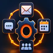 Automation gear connecting email, calendar, chat and contacts