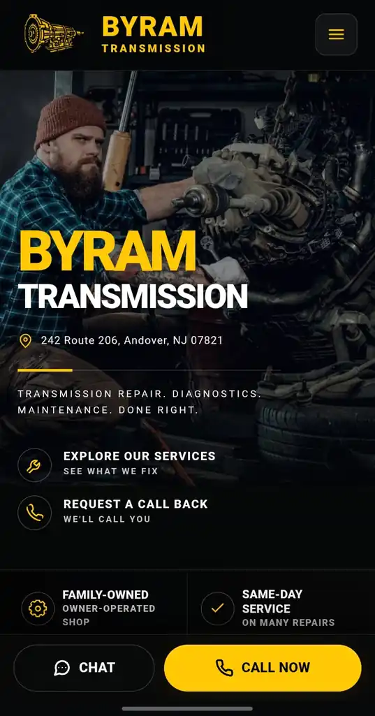 Byram Transmission mobile website redesign by NJWebForge