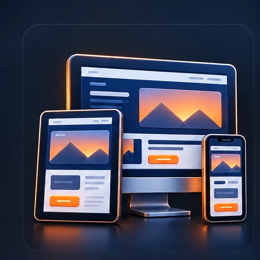 Website shown on desktop, tablet and phone