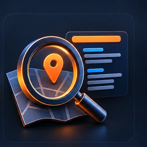 Magnifier over a map pin for local search