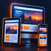 Website design shown on desktop, tablet and phone